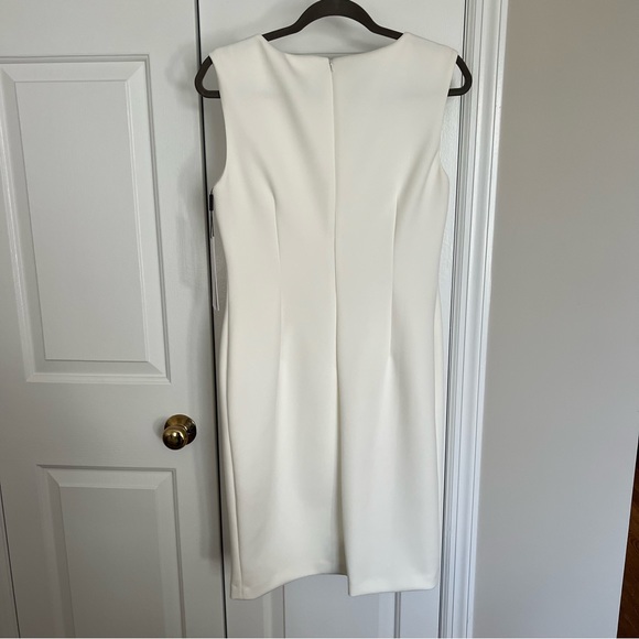 Calvin Klein Embellished Scuba Sheath Dress Cream Size 10 - Picture 3 of 8
